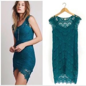 NWT Free People Lace Peacock High Low Dress Large
